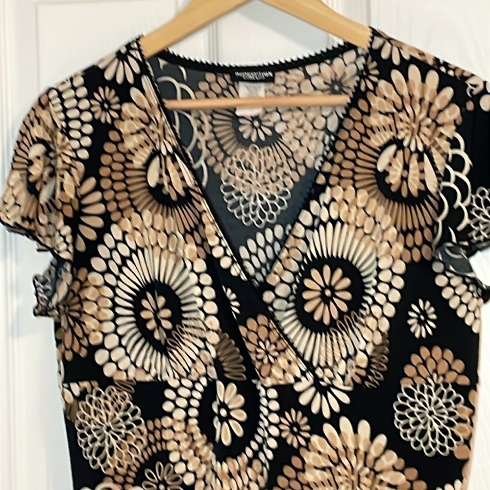 Y2K 2010s Top, Brown, beige, cream flowers, Perception Concept, Large - Picture 2 of 6